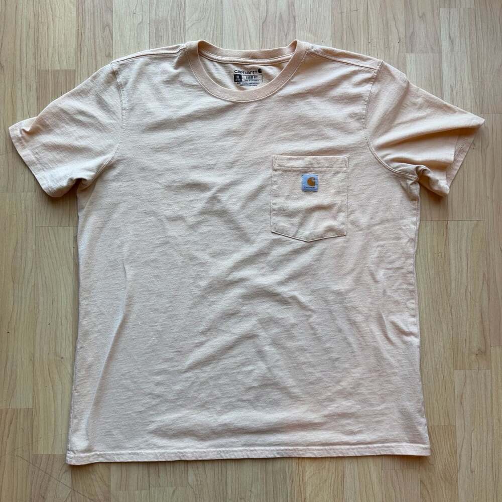 Carhartt Loose Fit Short Sleeve Pocket T-Shirt Peach Pastel Size XL
